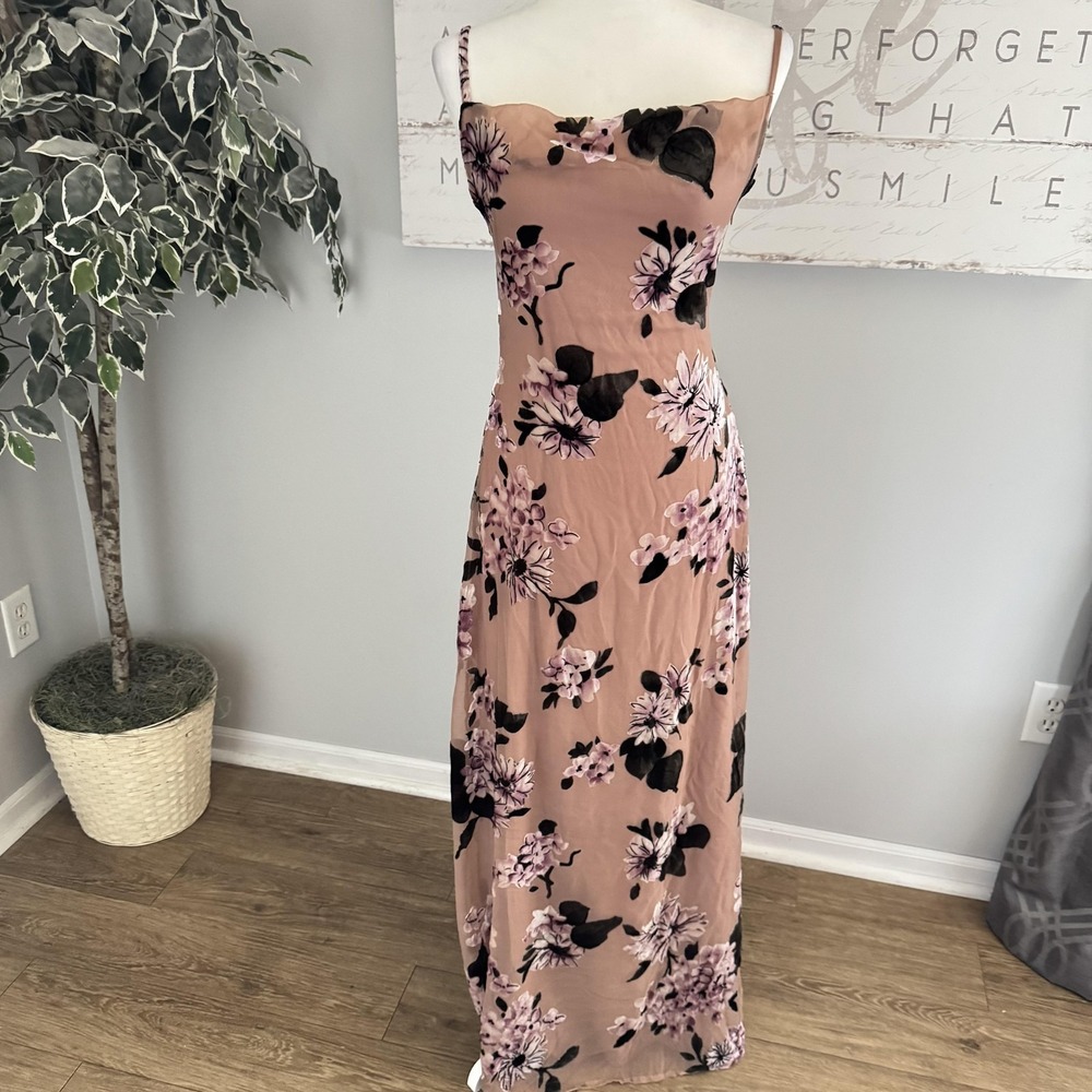 Lulus Dress Women XS Fairy Velvet Slip Maxi Velvet Burnout Lined Romantic Whimsy